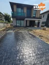 งานคอนกรีตพิมพ์ลาย Cobble Stone สีดำเงางาม