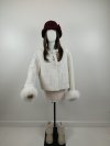 เสื้อโค้ทสั้นผ้าวูล สีขาว ขนาด S