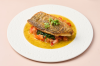 Seabass Steak, Tomato Salsa  and Seafood Sauce