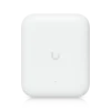 Ubiquiti UniFi U7 Outdoor มุมด้านหน้าแสดงตัวเครื่องสีขาว โลโก้ UniFi และไฟ LED สถานะ