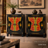 Red Robe-Motif Chinese Cabinets