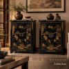 Black and Gold Landscape Cabinets