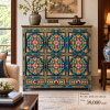 Turquoise Floral Chinese Reproduction Cabinet