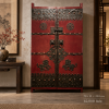 Red Chinese Antique Doors with Ironwork