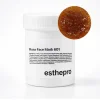 กระปุกมาส์กหน้า esthepro Rose Face Mask 601 สีขาว ดีไซน์มินิมอล ฉลากขาวตัวหนังสือดำ บนพื้นหลังสีขาว มีวงกลมโชว์เนื้อมาส์กสีชมพูอมส้มด้านบนขวา เนื้อเจลสครับละเอียดดูชุ่มชื้น