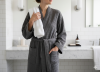 เสื้อคลุม เสิ้อคลุมอาบน้ำ เสื้อคลุมในห้องพัก ผ้าวาฟเฟิล สีเทาเข้ม