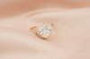 Heart Cut Diamond With Halo and Pave Band Solitaire Ring