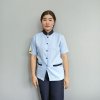 เสื้อแม่บ้าน คอจีน สีฟ้าแต่งปกกรม