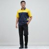 เสื้อช็อป แขนสั้น สีกรมต่อบ่าสีเหลือง