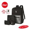กระเป๋าเป้สะพายหลัง SET กระเป๋า 3 ใบ มีช่องเสียบสาย USB (สีดำ) กระเป๋าเป้สะพายหลัง SET กระเป๋า 3 ใบ มีช่องเสียบสาย USB (สีดำ)