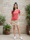Red (สีแดง) เสื้อยืดคอวีเปลือย ดีไซน์สวย เนื้อผ้าบางเบา เนื้อผ้านุ่มสวมใส่สบาย ระบายอากาศดี ไม่ร้อนอบอ้าว