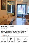 VTARA SUKHUMVIT 36 Near BTS Thong Lor 1 bed 1 Bath  29.5 sq m. Fully Furnished