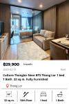 Culture Thonglor Near BTS Thong Lor 1 bed 1 Bath  32 sq m. Fully Furnished