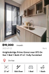 Knightsbridge Prime Onnut near BTS On Nut 1 Bed 1 Bath 27 m². Fully Furnished