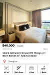 Ideo Q Sukhumvit 36 near BTS Thong Lor 1 Bed 1 Bath 45 m². Fully Furnished