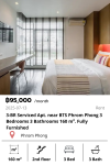 3-BR Serviced Apt. near BTS Phrom Phong 3 Bedrooms 3 Bathrooms 160 m². Fully Furnished