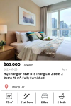 HQ Thonglor near BTS Thong Lor 2 Beds 2 Baths 75 m². Fully Furnished