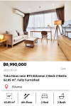 Taka Haus near BTS Ekkamai 2 Beds 2 Baths 62.05 m². Fully Furnished