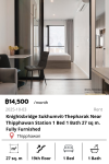 Knightsbridge Sukhumvit-Thepharak Near Thipphawan Station 1 Bed 1 Bath 27 sq m. Fully Furnished