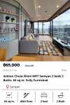 Ashton Chula-Silom MRT Samyan 2 beds 2 Baths  64 sq m. Fully Furnished