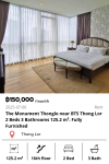 The Monument Thonglo near BTS Thong Lor 2 Beds 3 Bathrooms 125.2 m². Fully Furnished