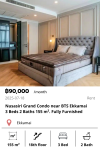 Nusasiri Grand Condo near BTS Ekkamai 3 Beds 2 Baths 155 m². Fully Furnished