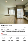 Life Rama4-Asoke near MRT Queen Sirikit 1 Bed 1 Bathroom 26 sqm. Fully Furnished