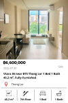 Vtara 36 near BTS Thong Lor 1 Bed 1 Bath 45.2 m². Fully Furnished