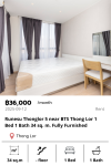 Runesu Thonglor 5 near BTS Thong Lor 1 Bed 1 Bath 34 sq. m. Fully Furnished