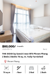 THE XXXIX by Sansiri near BTS Phrom Phong  2 Beds 2 Baths 76 sq. m. Fully Furnished