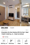 Chamebrs On Nut Station BTS On Nut 1 Bed 1 Bath1 26.69 sq. m . Fully Furnished