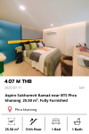 Aspire Sukhumvit Rama4 near BTS Phra khanong  25.50 m². Fully Furnished