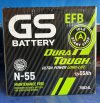 แบตเตอรี่รถยนต์ GS รุ่น N55 L EFB 55Ah. พร้อมใช้ไม่ต้องเติมน้ำ 