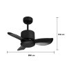 Ceiling Fan ABS Blade Model AC24-4011-3-MBK 24" Matte Black