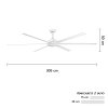 Ceiling Fan Aluminum Blade Model DC120-6014-NWH SIZE 120" White
