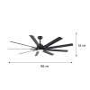 Ceiling Fan With Light Aluminum Blade Model DC72-1015-9-LMBK SIZE 72" Matte black