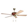 Ceiling Fan With Light Plywood Blade Model ML-05-CHR/PB SIZE 52" Polish brass/Chery