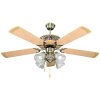 Lamp Ceiling Fan  PLYWOOD BLADES MODEL S C11-524 PAB SIZE 52"  Antique brass/ Maple