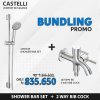 Paket Bundling CASTELLI Kran Dinding 2 Cabang 1475399-BS + Shower Bar 1 Set 1456048