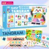 หนังสือกิจกรรมจับคู่ 100 Animals Shadow Matching พร้อม Easy Tangram ตัวต่อแทนแกรม 10 ชิ้น และแผ่นเกม 45 แผ่น