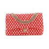 Classic 10 Red and White Quilted Tweed Medium Double Flap Gold Hardware