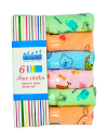 6 Pack Cotton Hand & Face Towels  Printed Bear Pattern