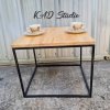 KADStudio โต๊ะกลางโซฟา โต๊ะกาแฟ งานไม้แท้ ทำจากเหล็กสไตล์ลอฟท์&มินิมอล ขนาด 50x50x40 เคลือบ PU กันน้ำ [T2]