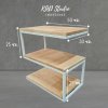 KADStudio โต๊ะข้างเตียง แบบตัว S  50x30x50 cm งานไม้แท้ 100% เคลือบ PU  ขาเหล็กสีขาว ไม้สีใส [AP]