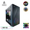 AZZA Micro ATX Mid Tower Tempered Glass Gaming Case  NOIR 130 with 12cm ARGB Fan x 2  – Black