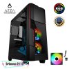 AZZA ATX Mid Tower Tempered Glass Gaming Case CRIMSON 211G with VF1299 12cm Rainbow RGB Fan x 2  – Black