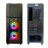 AZZA ATX Mid Tower Tempered Glass Gaming Case CRIMSON 211G with VF1299 12cm Rainbow RGB Fan x 2  – Black