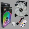 AZZA Dual Ring ARGB 120mm PWM PC Case Fan HURICANE II with RF Remote – Black