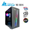 VENUZ ATX Mid Tower Tempered Glass Gaming Case VC 1814 with LED RGB Strip & VF1299 12cm Rainbow RGB Fan x1 – Black