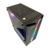 VENUZ ATX Mid Tower Tempered Glass Gaming Case VC 1814 with LED RGB Strip & VF1299 12cm Rainbow RGB Fan x1 – Black